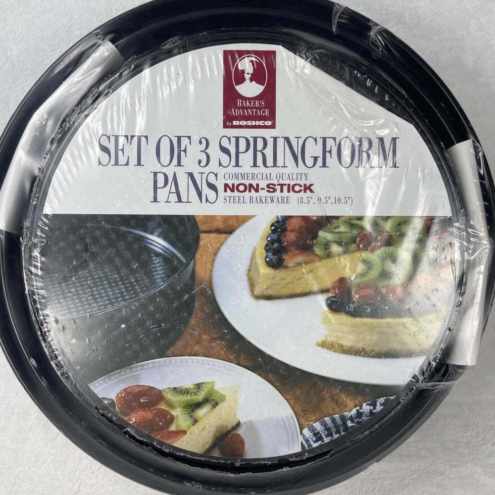Bakers Advantage Roshco Set of 3 Springform Pans Non-Stick Steel Sealed New